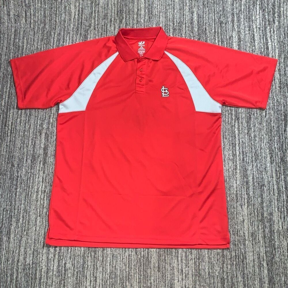 Dynasty Men’s XL Saint Louis Cardinals Red Short Sleeve Polo Shirt Baseball